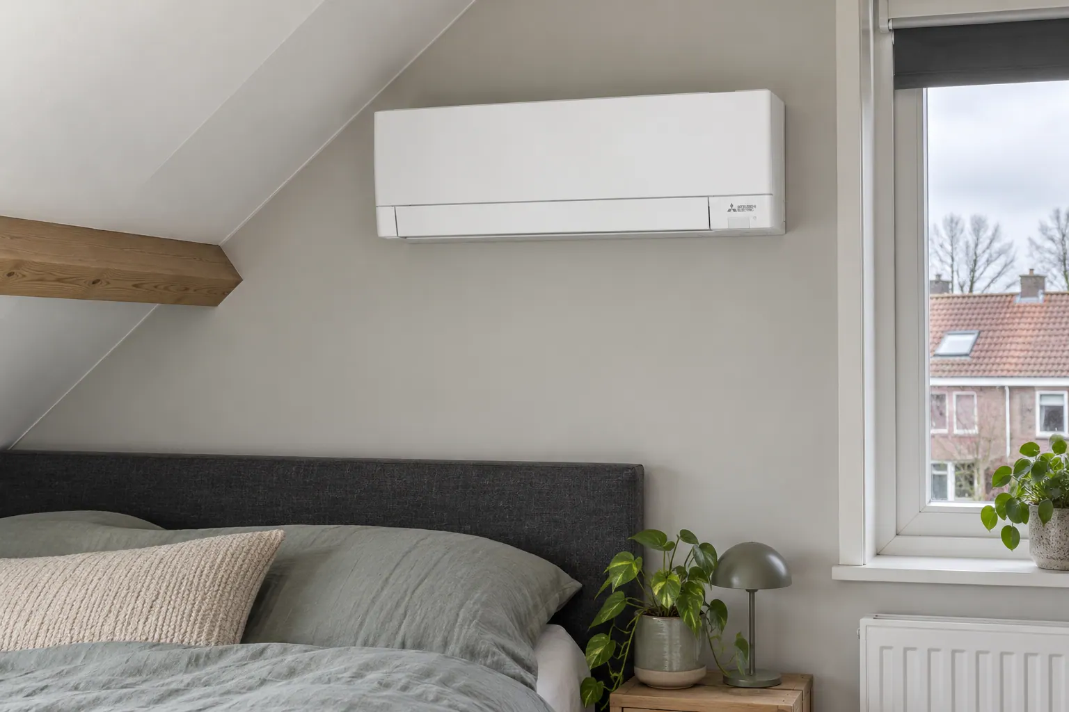 AI-sfeerbeeld: Airco in een zolderkamer — Mitsubishi Electric MSZ-AY