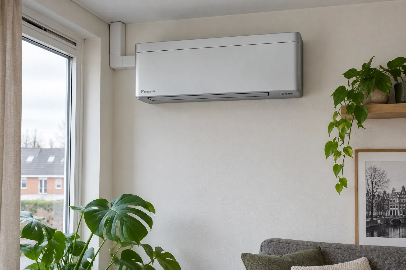 AI-sfeerbeeld: Detail van de binnenunit — Daikin Stylish FTXA