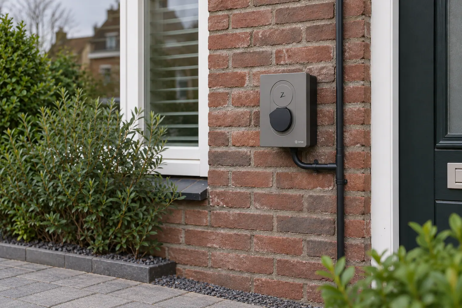 AI-sfeerbeeld: Een netjes aangesloten wandlader — Zaptec Go
